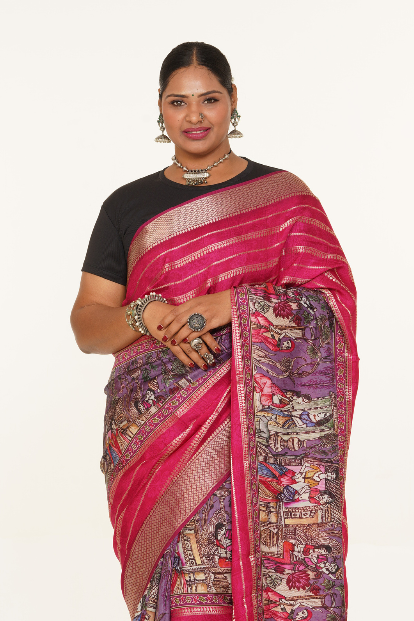 Katha Rang Rhythm Saree - Pink