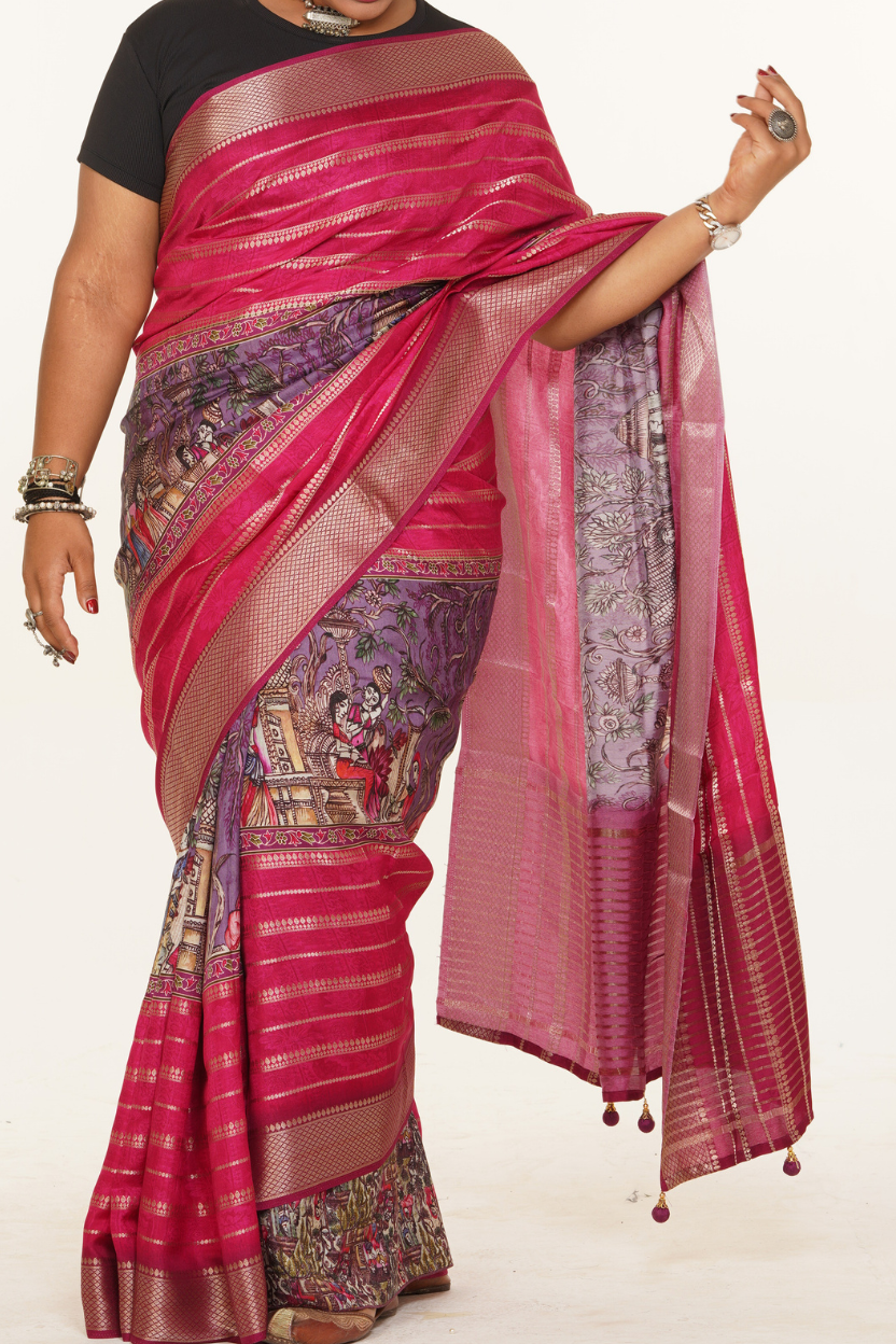 Katha Rang Rhythm Saree - Pink