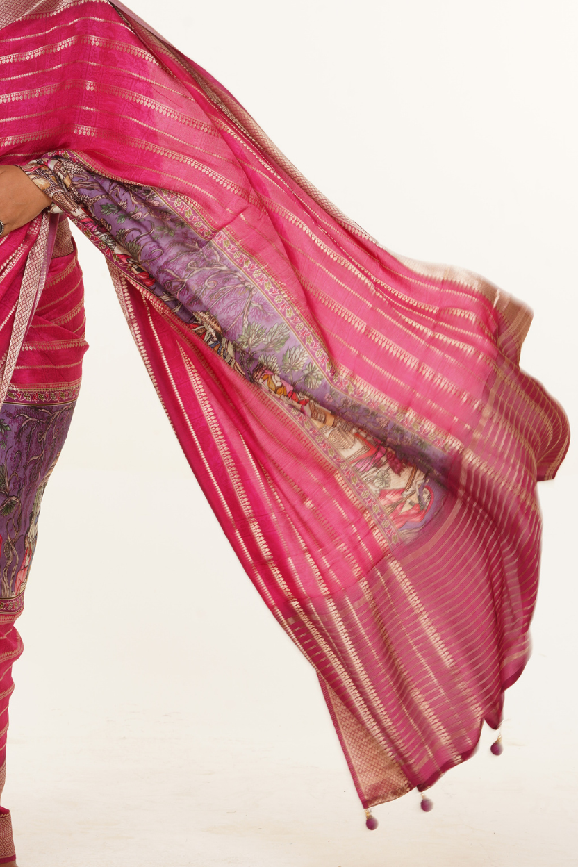 Katha Rang Rhythm Saree - Pink