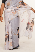 Yukti Floral Organza Saree - White
