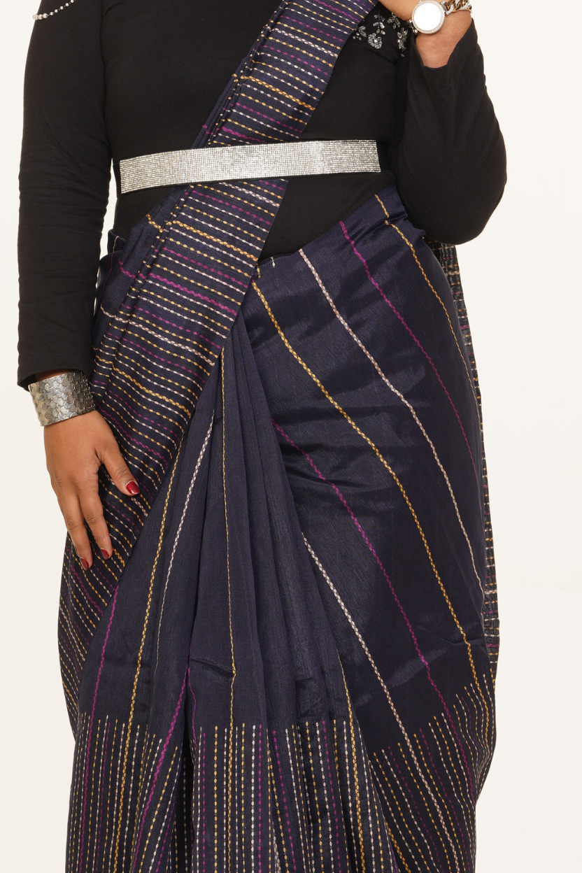 Rekha Heritage Drape Saree - Black