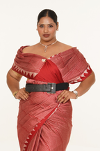 Dhani Cultural Satin Saree - Rust Red