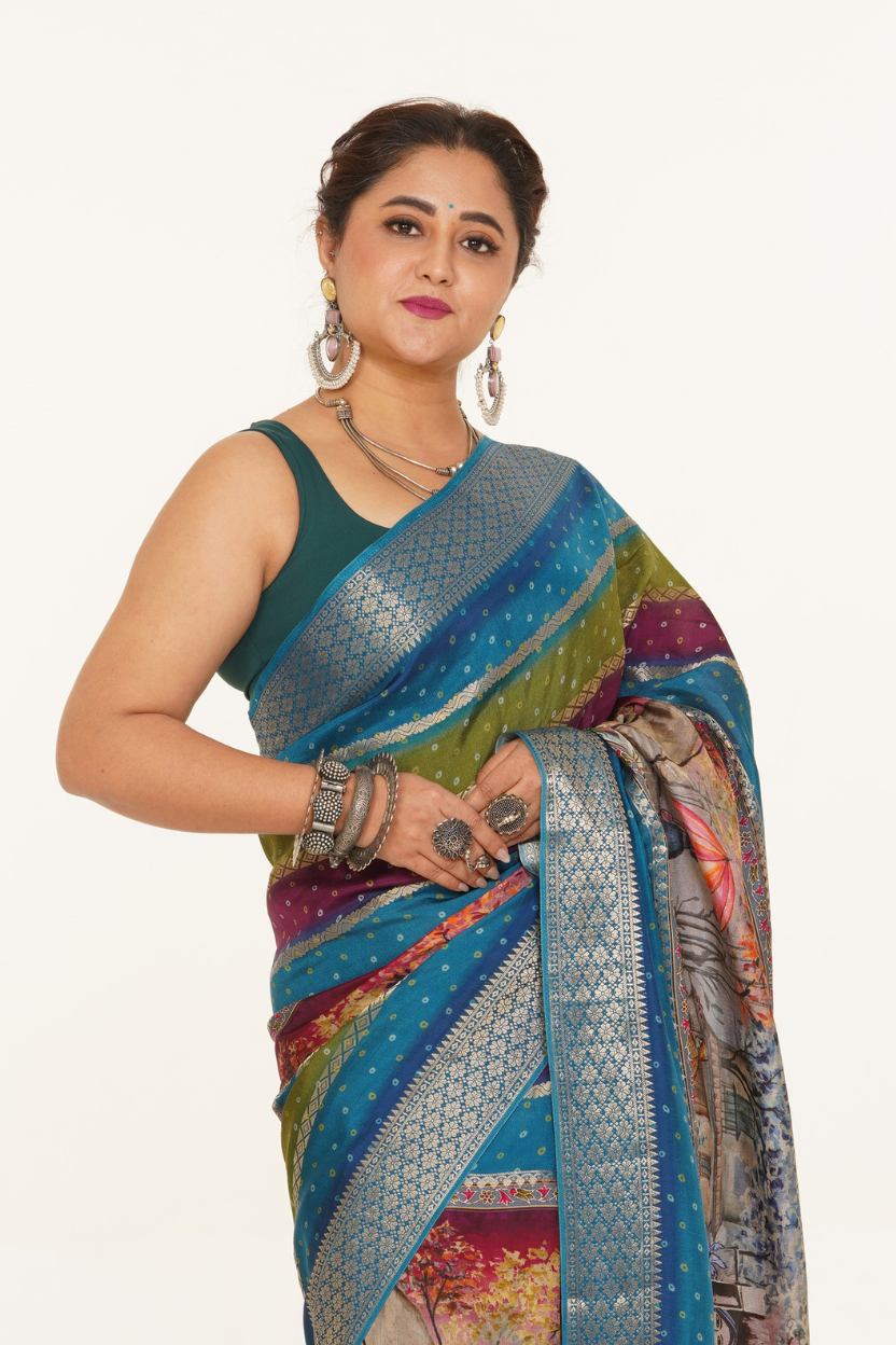 Katha Rang Rhythm Saree - Multicolor