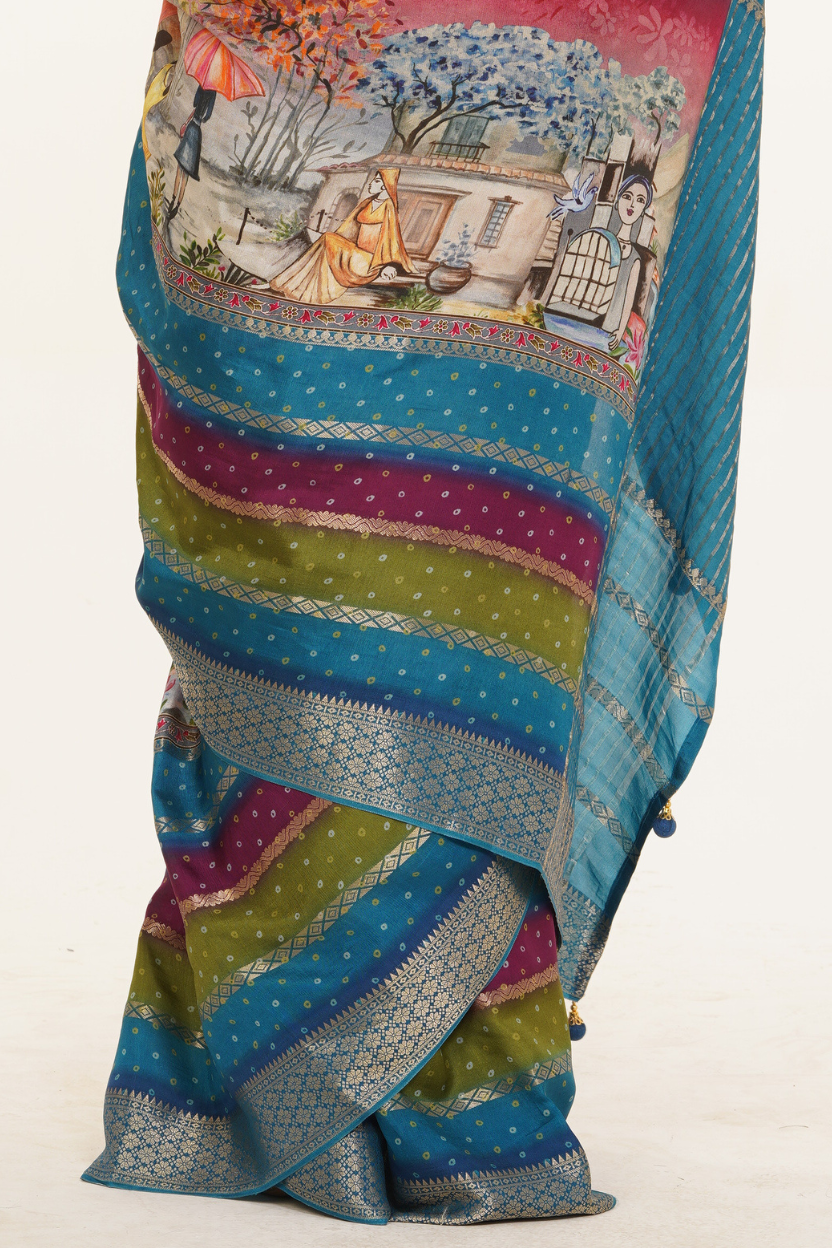 Katha Rang Rhythm Saree - Multicolor