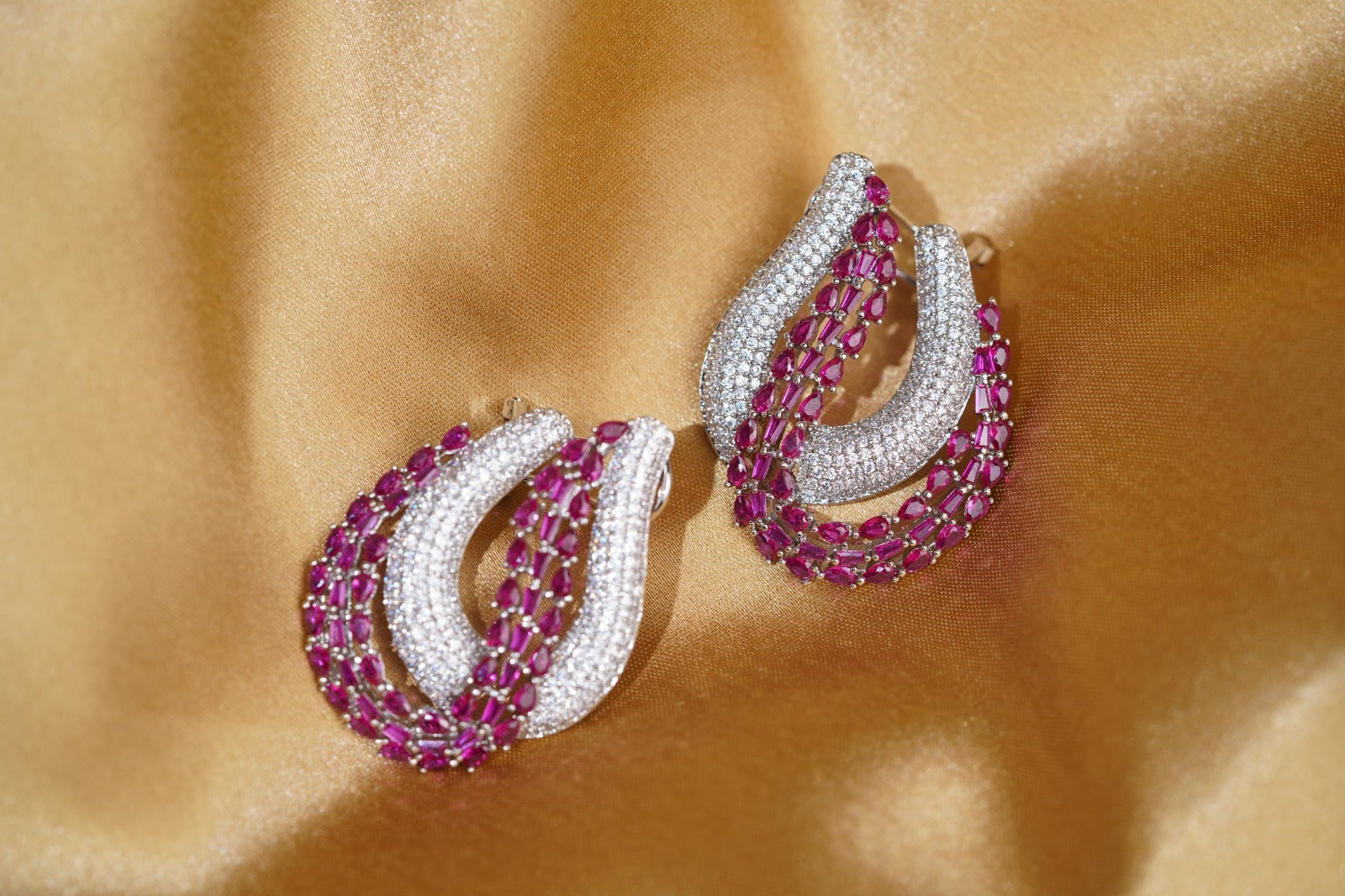 Rajasi Magenta Crescent Raaga Earrings